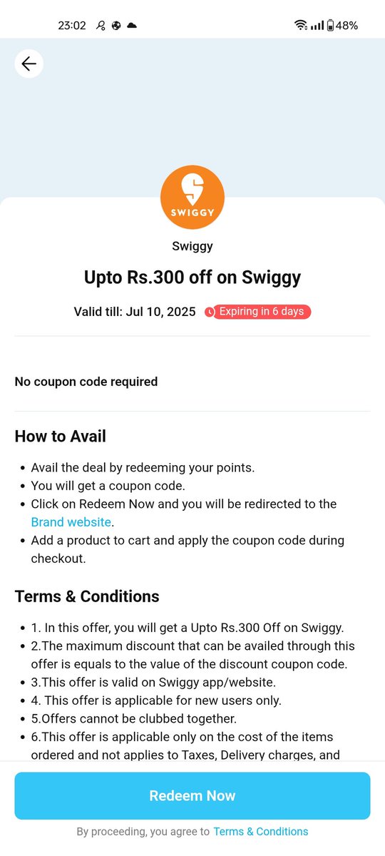 ViewsToConfuse's tweet image. New level of dumbfuckery unlocked by @Paytm and @Swiggy.

Payment gives you an "upto Rs. 300 off" offer which, when redeemed, turns into a flat Rs. 120 off on orders above Rs. 2000 😂😂😂

Chutiya banane ka dhandha