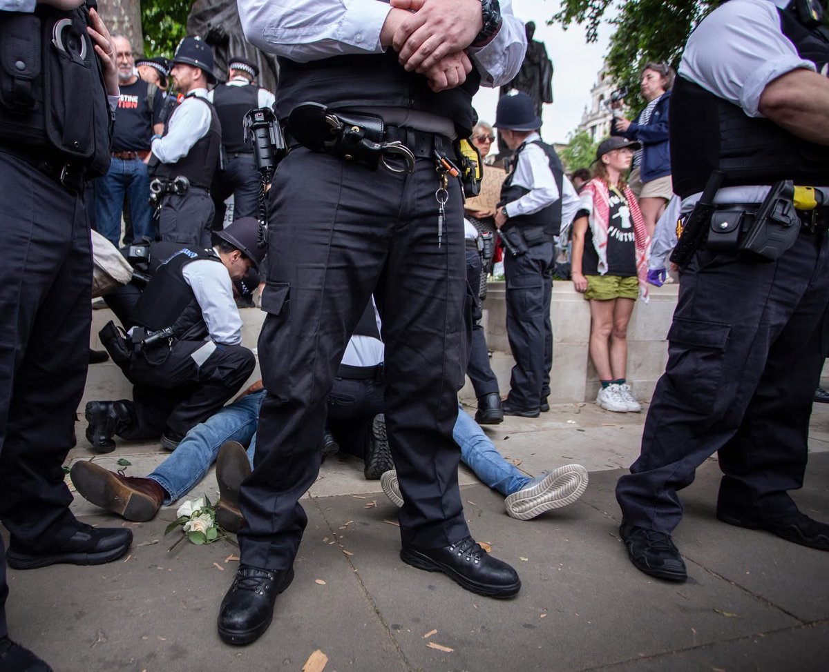 BREAKING: ARRESTS MADE ON PROSCRIBED TERRORIST GROUP PALESTINE ACTION SUPPORTERS TODAY: 

Parliament Square, London