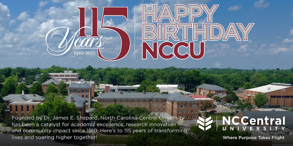 Celebrating 115 years of academic excellence, innovation and community impact. Happy birthday, NCCU! Let's keep Soaring to New Heights! #EagleinChief13 #WeAreNCCU #TruthandService #WherePurposeTakesFlight