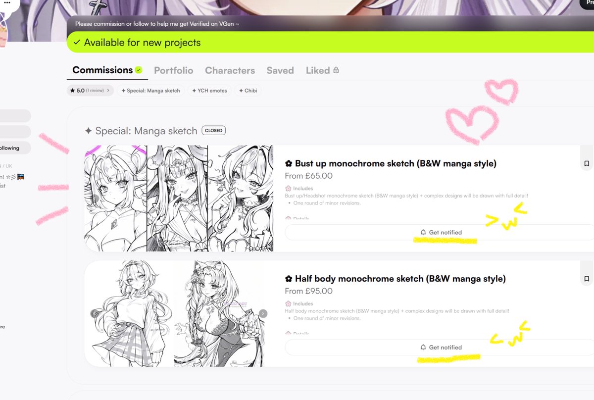 Thank you so much everyone for grabbing all the slots for my manga sketches on VGen!! 🥹🖤 I’ll be reopening them once I finish my current list~ ✨

If you’d like to be notified when more slots open, feel free to join the ping list! 📩 #VGenComm
