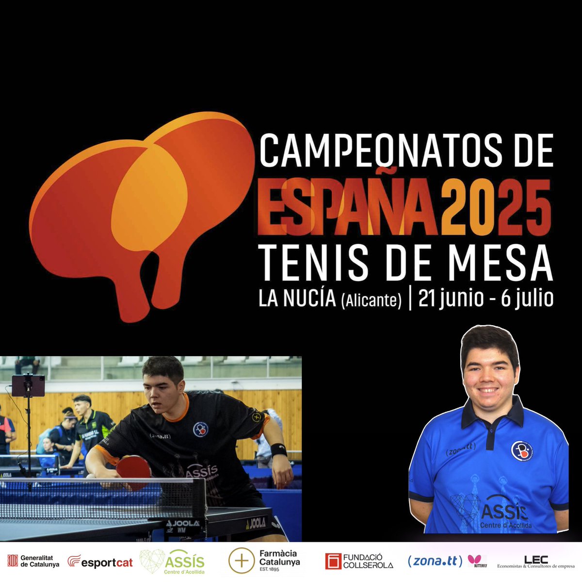 cttbarcelona's tweet photo. 🏓SEGUIM AL CAMPIONAT D’ESPANYA DE LA NUCIA🔥

🏓David González, pren part en la modalitat D. Intel·lectual individual, dobles i equips. Molta sort, campió!🏓💪

#fctt #zonatt #centreassis
#fundaciocollserola #farmaciacatalunya #rfetm https://t.co/BuIZAGUG5l