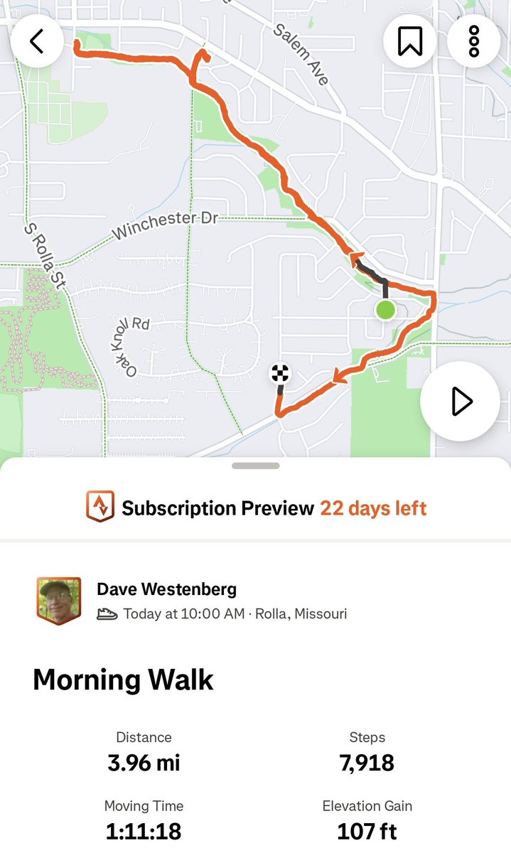 It's #SaturdayWalkDay. Thanks to #NeilYoung for the accompaniment and award winning, conference winning, <a href="/Miners_GOLF/">S&T Men's Golf</a> for the motivation. #OldFartsWalking <a href="/minersports/">Missouri S&T Miners</a>
