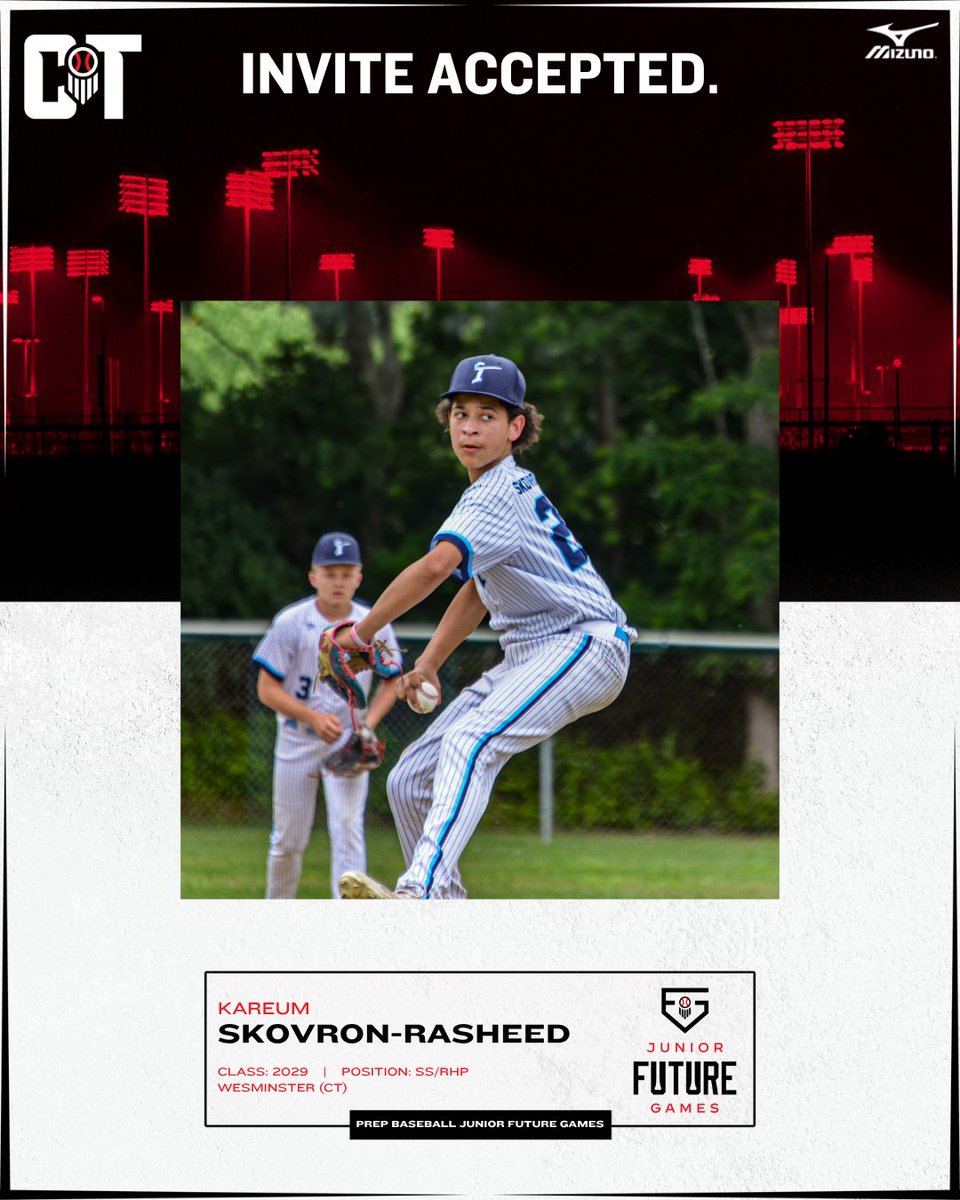 𝐈𝐧𝐯𝐢𝐭𝐞 𝐀𝐜𝐜𝐞𝐩𝐭𝐞𝐝. 𝐏𝐚𝐜𝐤 𝐘𝐨𝐮𝐫 𝐁𝐚𝐠𝐬. 🤝

Welcome 2029 SS/RHP 𝐊𝐚𝐫𝐞𝐮𝐦 𝐒𝐤𝐨𝐯𝐫𝐨𝐧-𝐑𝐚𝐬𝐡𝐞𝐞𝐝 (CT) to Team Connecticut at the 2025 Junior Future Games!

👤 loom.ly/LwX89Kk || #PBJFG25