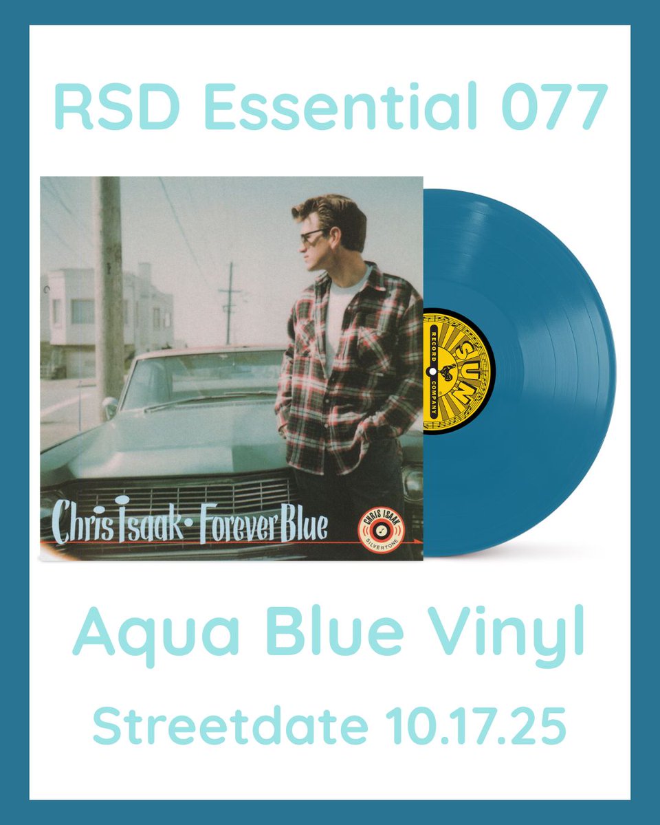 Amoeba Music (@amoebamusic) on Twitter photo .@chrisisaak's 1995 album "Forever Blue" is being reissued for its 30th anniversary via <a href="/sunrecords/">Sun Records</a>! It'll be available on October 17th on indie exclusive RSD Essentials aqua blue color vinyl.
Pre-order it here: bit.ly/4ntWTiZ .@chrisisaak's 1995 album "Forever Blue" is being reissued for its 30th anniversary via <a href="/sunrecords/">Sun Records</a>! It'll be available on October 17th on indie exclusive RSD Essentials aqua blue color vinyl.
Pre-order it here: bit.ly/4ntWTiZ