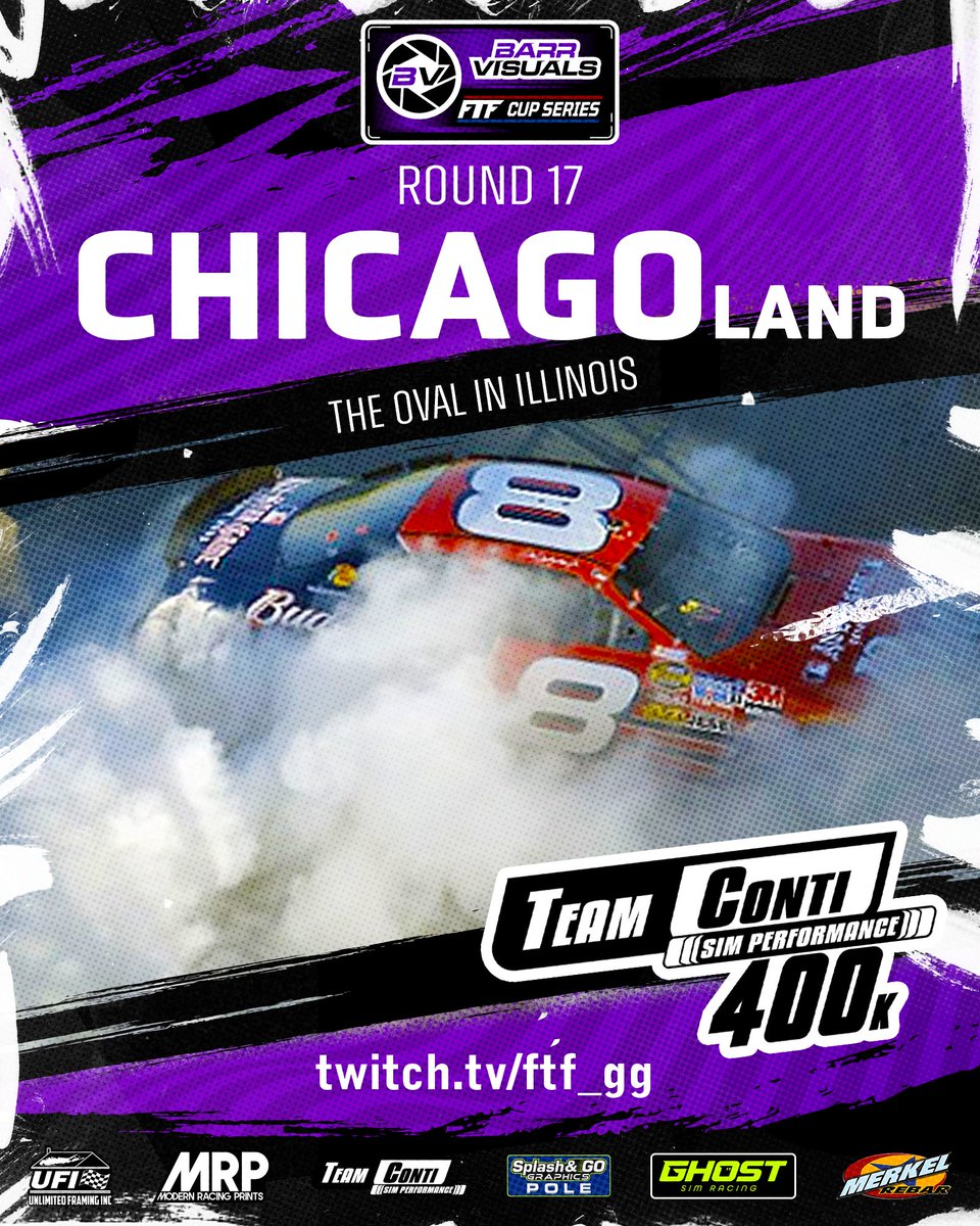 FTF_Racing's tweet image. DOUBLE HEADER @BARRVISUALS FTF CUP SERIES WEEKEND IN ILLINOIS!!!
While the street course racing is scheduled for tomorrow night, tonight we head back to the famed oval in Joliet for the @TeamContigg 400k at Chicagoland! The 17th race of 2025!
twitch.tv/ftf_gg - 9:15pm ET