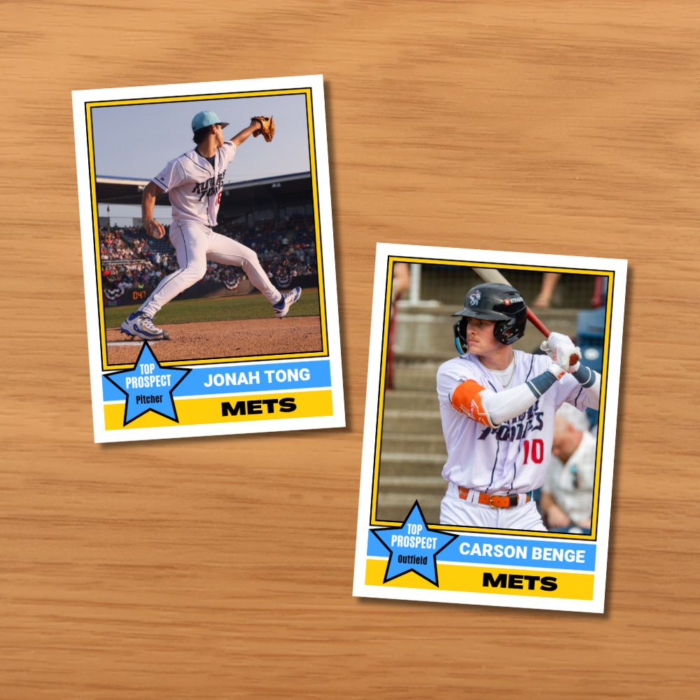 roselleavenue's tweet image. Custom cards of Mets prospects Jonah Tong and Carson Benge π #LGM