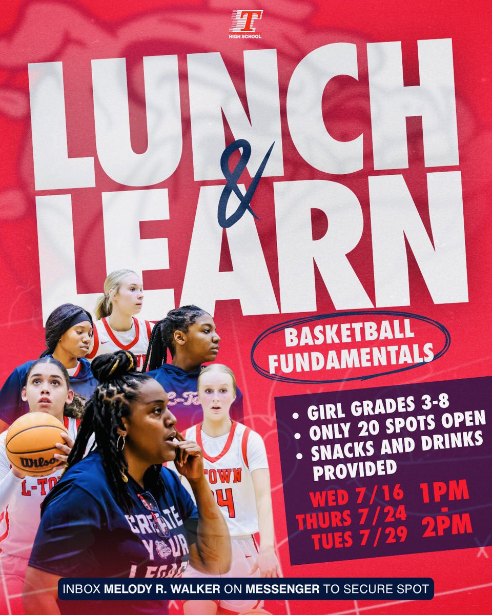 GirlsToombs's tweet image. LUNCH &amp;amp; LEARN: 3-Day Basketball Fundamentals Camp🏀🏀🏀

*Wednesday 7/16 (1-2pm)
*Thursday 7/24 (1-2pm)
*Tuesday 7/29 (1-2pm)

We’re offering 3 days of focused skill work—strictly basketball fundamentals.

✅ FREE to attend
🍽️ Snack provided
📅 Limited to 20 spots