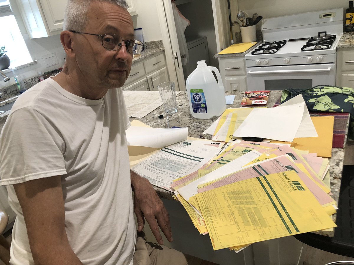 The "glamorous" life of an investigator: Trinity Foundation president Pete Evans reviewing documents obtained from dumpster diving almost 30 years ago. We are preparing a currated collection of documents for release later in July. 

Our File Vault will feature historical and