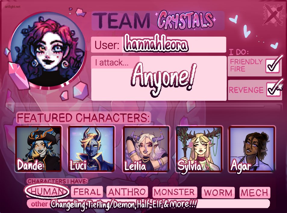 hannahleora_'s tweet image. Artfight Attack Thread!!💖💖
#artfight2025 #Artfightteamcrystals