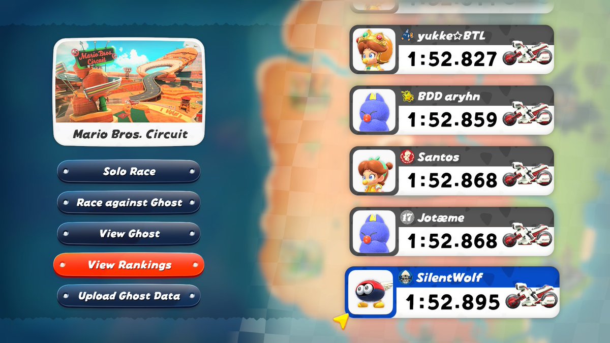 Found a new strat on this course and grinded it down to within a second of record yesterday, but barely missed top 10 by 0.08s. Feels like I'd need to add the 2nd edge trick on each lap to catch up. Hand is kinda tired after grinding for 8+hrs yesterday though 😅