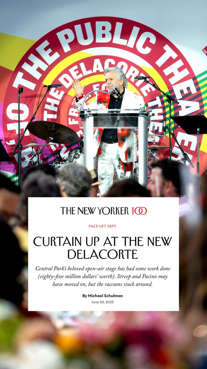 Proud moment for all of us who collaborate <a href="/PublicTheaterNY/">The Public Theater</a> and special celebration in NYC as we unveiled the new Delacorte in Central Park! newyorker.com/magazine/2025/…