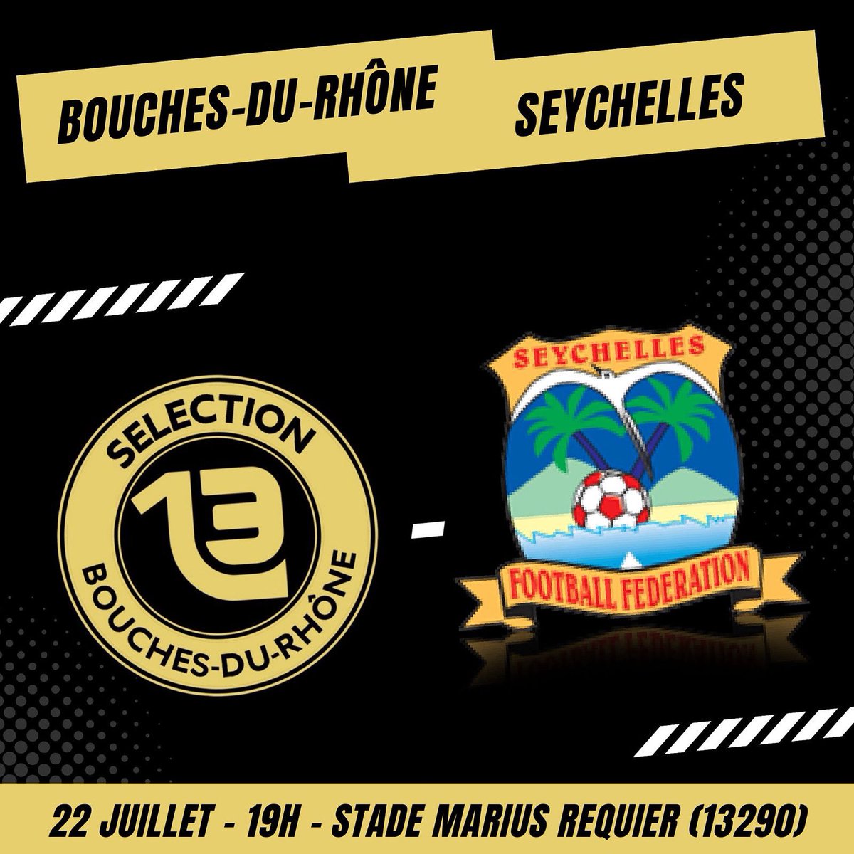 BDRSelection's tweet photo. 🔴 – COMMUNIQUÉ OFFICIEL ⤵️

La génération 2008 de la Sélection Bouches-du-Rhône disputera un match international face aux U17 des Seychelles, une sélection nationale affiliée à la FIFA.

📅 22 juillet 2025
⏰ 19h00
📍 Stade Marius Requier (13290) https://t.co/wzqxt1Y0EN