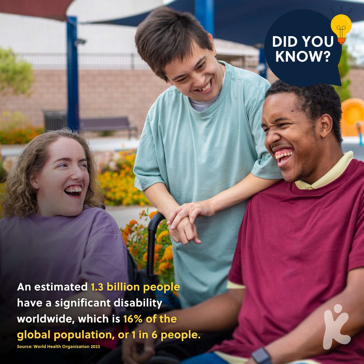 This month honors the ADA's signing on July 26, 1990. Disability Pride is about acceptance for all. 🌍 1.3 billion people live with disabilities—1 in 6. Let’s amplify disabled voices! 💛 #DisabilityPrideMonth #ADA #AllForKids