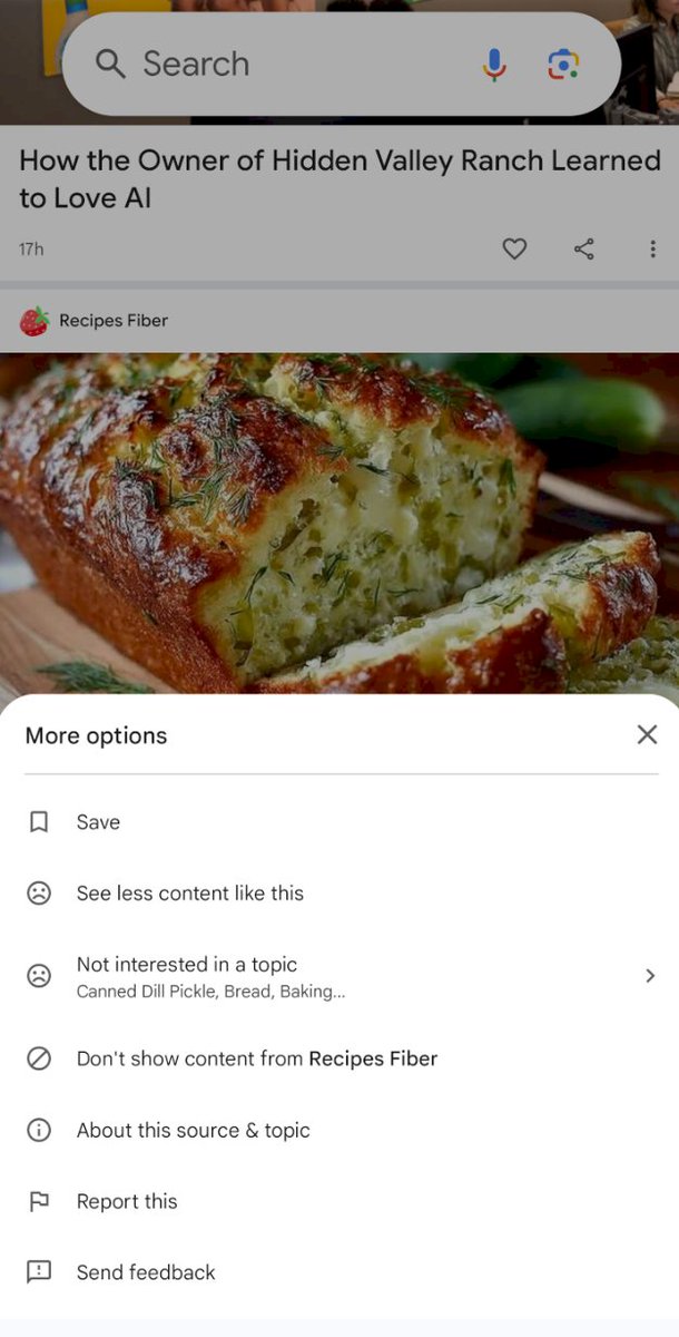 Damien (andell) (@andelldam) on Twitter photo New on Google Discover and on the feed cards :
The "share" button next to the "like" and "save" buttons is now found alone in the "more options" menu.
Previously: the "share" and "save" buttons in the "more options" menu.
<a href="/rustybrick/">Barry Schwartz</a> <a href="/gaganghotra_/">Gagan Ghotra</a>
#googlediscover New on Google Discover and on the feed cards :
The "share" button next to the "like" and "save" buttons is now found alone in the "more options" menu.
Previously: the "share" and "save" buttons in the "more options" menu.
<a href="/rustybrick/">Barry Schwartz</a> <a href="/gaganghotra_/">Gagan Ghotra</a>
#googlediscover
