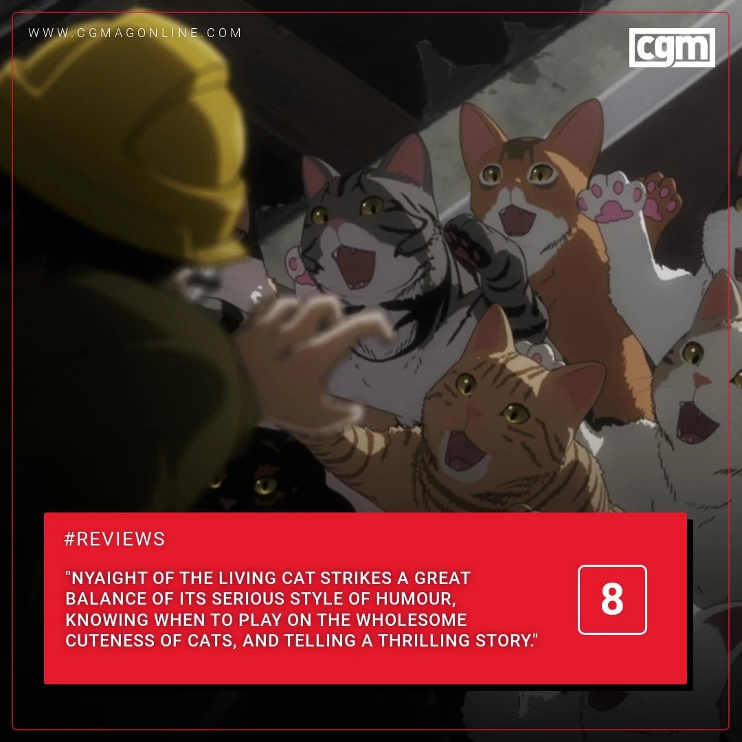 "Nyaight of the Living Cat strikes a great balance of its serious style of humour, knowing when to play on the wholesome cuteness of cats, and telling a thrilling story."

cgmagonline.com/review/tv-seri…

#Anime #AnimeExpo2025 #AX2025 #Crunchyroll #Nyaightofthelivingcat
