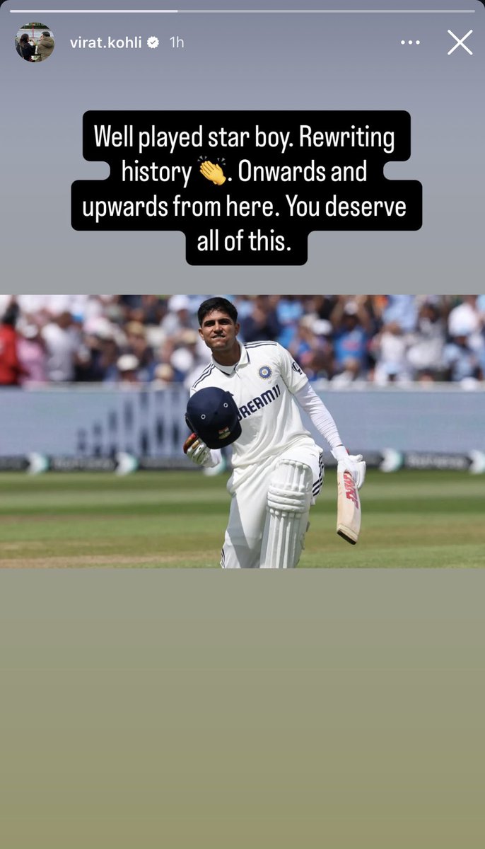Virat Kohli’s Insta Story For <a href="/ShubmanGill/">Shubman Gill</a>!