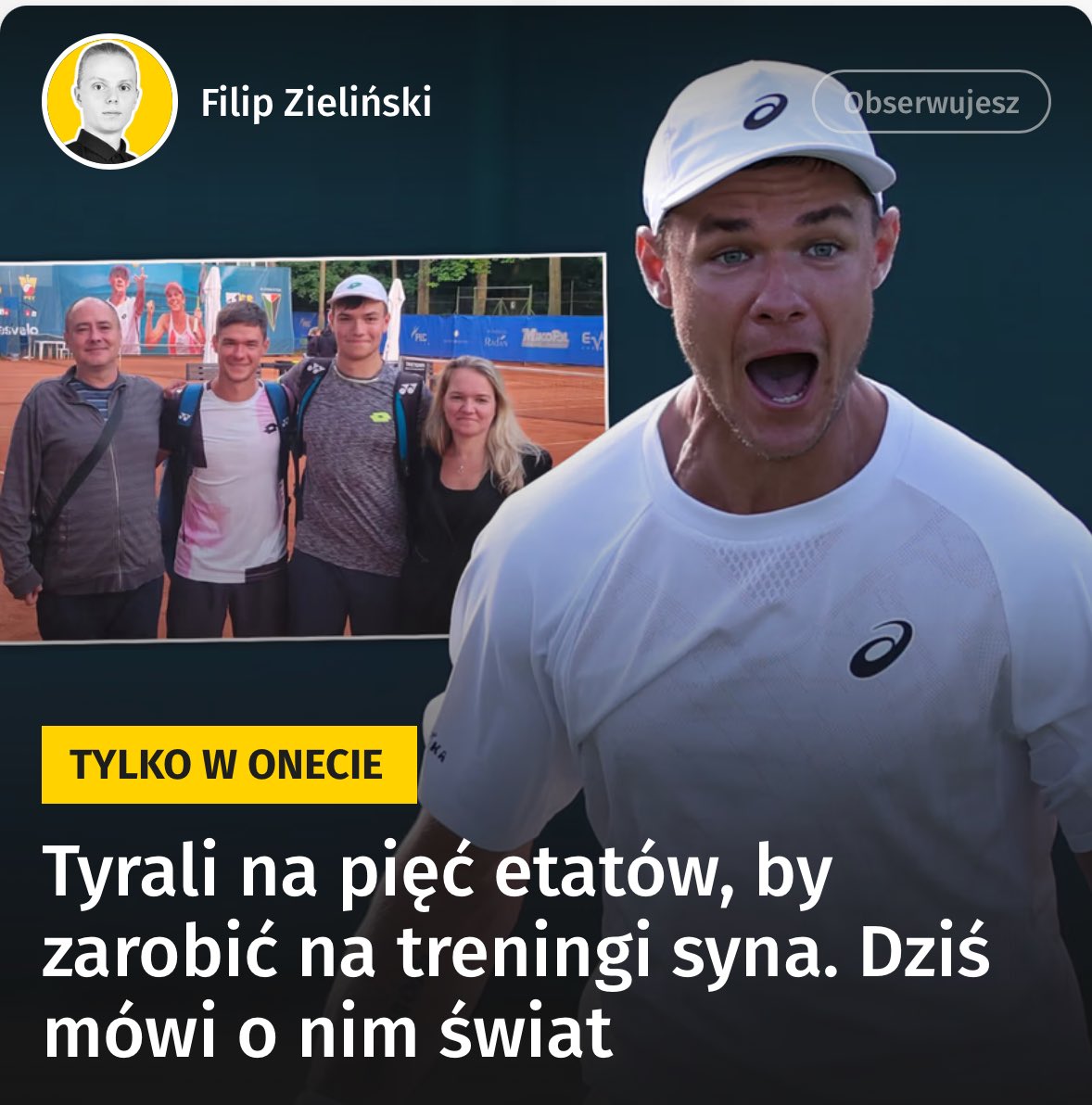 Filip Zieliński (@filipzielinski_) on Twitter photo Tata Kamila Majchrzaka uczył mnie w liceum. Jego mama też jest nauczycielką. Pracowali łącznie na 5 etatów, by syn miał za co grać.
Róża, która wyrosła z betonu. Dowód, że tenis to nie tylko sport dla bogatych dzieci. Tej historii o Kamilu nie znaliście... 1/6🧵
<a href="/przeglad/">Przegląd Sportowy</a> Tata Kamila Majchrzaka uczył mnie w liceum. Jego mama też jest nauczycielką. Pracowali łącznie na 5 etatów, by syn miał za co grać.
Róża, która wyrosła z betonu. Dowód, że tenis to nie tylko sport dla bogatych dzieci. Tej historii o Kamilu nie znaliście... 1/6🧵
<a href="/przeglad/">Przegląd Sportowy</a>