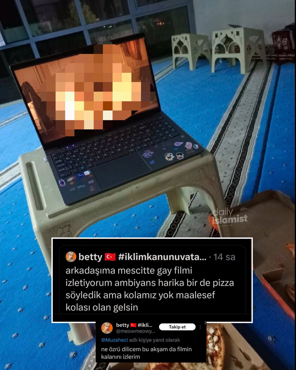 🔴 Sakarya Sabahattin Zaim Öğrenci Yurdu’nda olduğu öne sürülen bir şahıs, yurdun mescidinde cinsel içerikli film izlediği anları sosyal medya hesabından paylaştı.

Tepkilere ise “ne özür dileyeceğim, bu akşam da filmin kalanını izlerim” diyerek yanıt verdi.