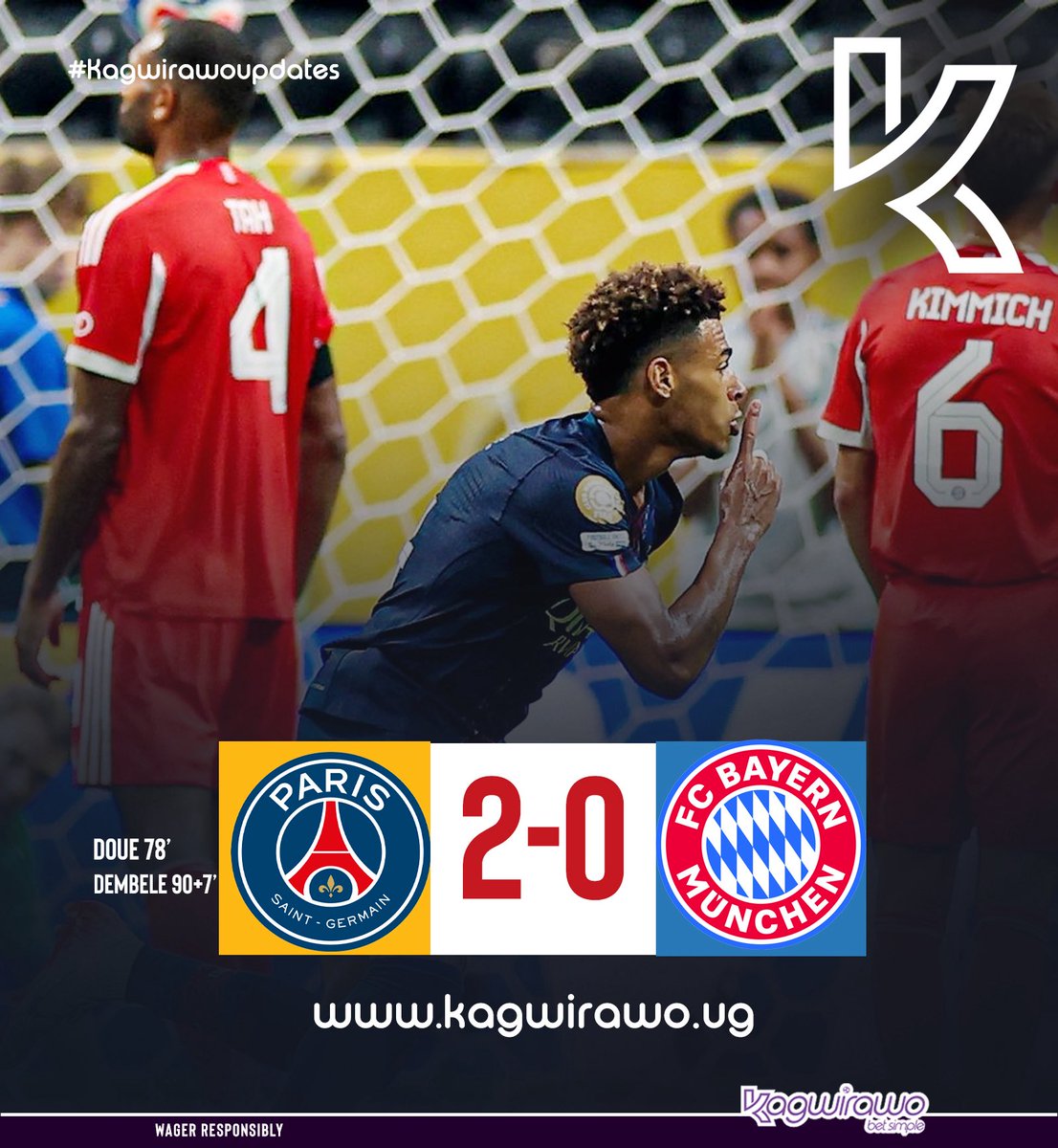 Kagwirawo's tweet image. PSG beat Bayern Munich to reach the #FIFACWC semi-finals
#KagwirawoUpdates