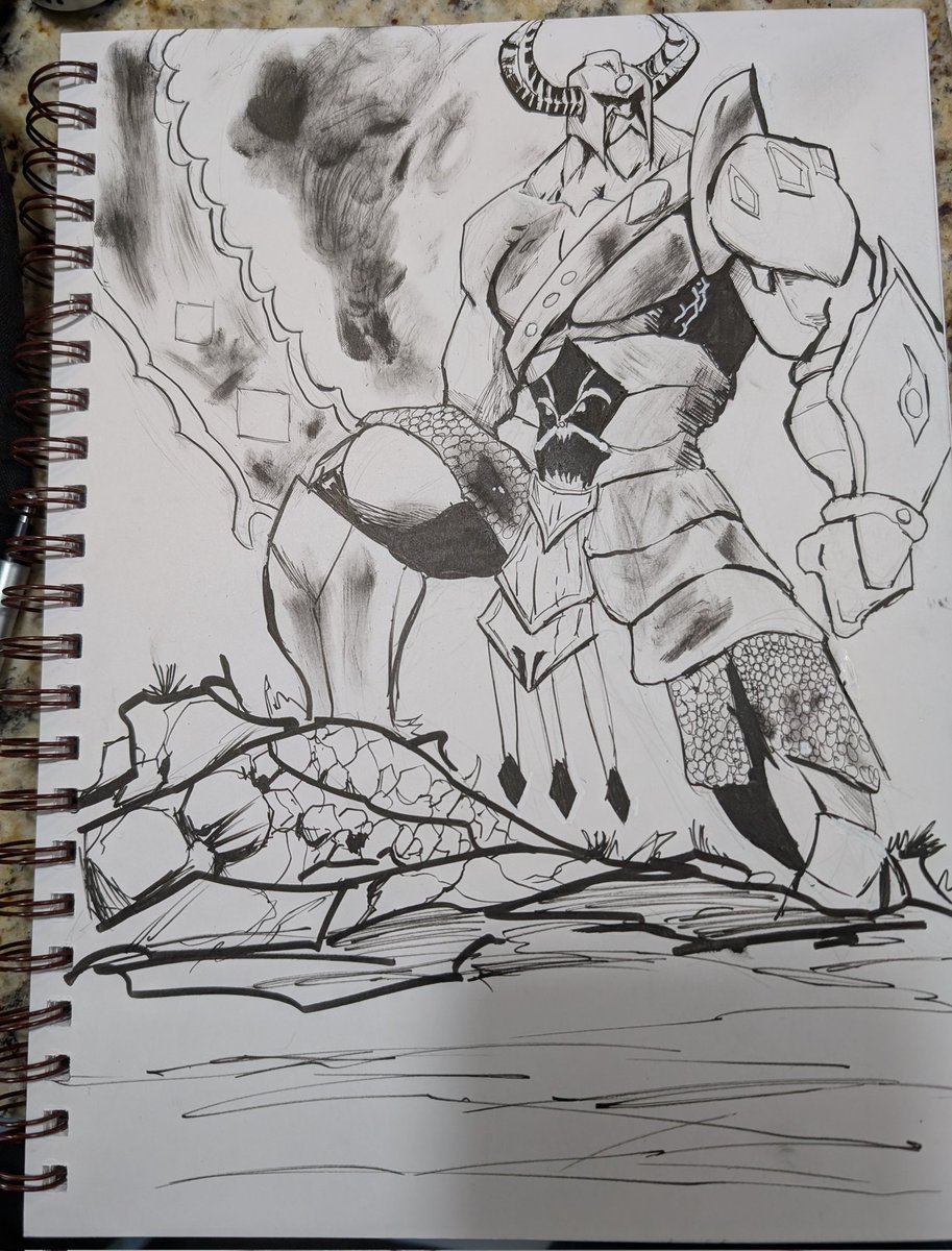 golemwulf's tweet image. Had a little time to do some sketching and it turned out to be Tryndamere. I've never been good at League of Legends, but I like a lot of the characters. I've been killed by this guy a lot.
#fanart #LeagueOfLegendsFanArt #Tryndamere #traditionalart #inkart #LeagueOfLegends