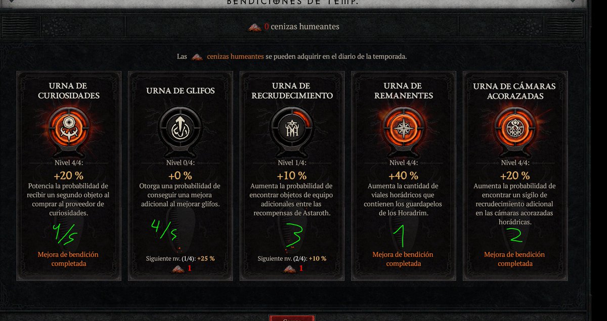 #DiabloIV 
En realidad ahora mismo son todos  condicionales menos el de los viales (el 1)
Pero en este orden los pongo yo ^^