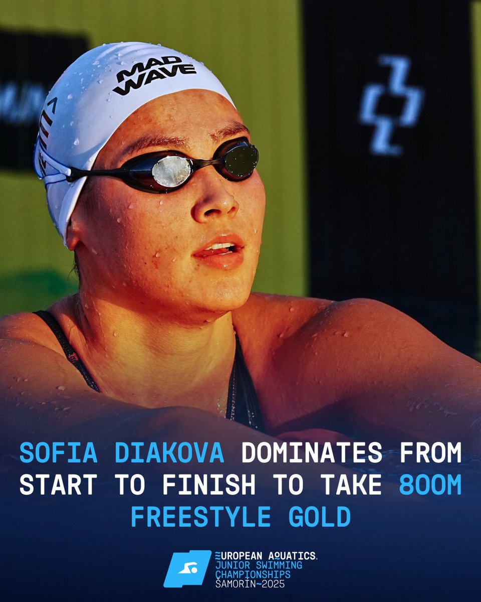 Sofia Diakova led every single lap of the 800m Freestyle Final, finishing strong in 8:27.78 to take gold 🥇 🏆

#EuropeanAquatics #Swimming