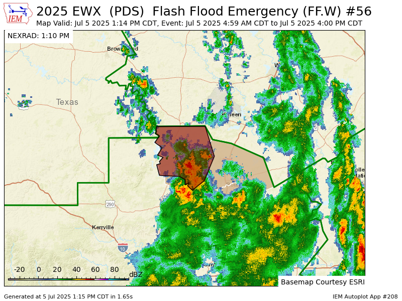 Iembot_emerg's tweet image. EWX extends time of Flash Flood Emergency [flash flood: radar and gauge indicated, flash flood damage threat: catastrophic] for Burnet, Travis, Williamson [TX] till Jul 5, 4:00 PM CDT mesonet.agron.iastate.edu/vtec/f/2025-O-…