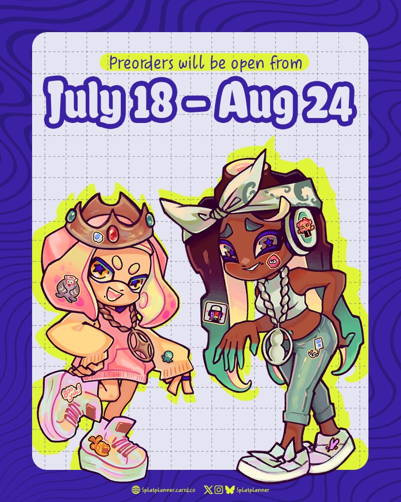 It is time to set a new date in your calendar! ✏️💫

The Splatoon Planner and Stationery Project returns for a second volume and preorders open on Friday, July 18. Fresh new artworks and stationery-themed merchandise await you, so don't miss out!