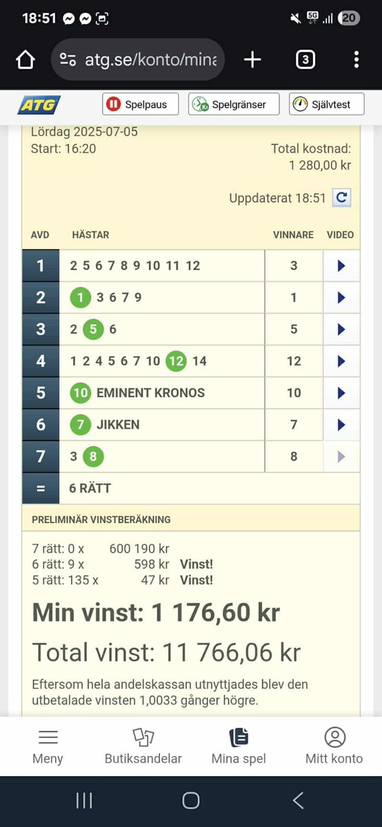 Snygg lapp Marco! Synd att de inte räckte hela vägen, men fina pengar tillbaka 🤩

Vi tar nya tag imorgon på V75 Jarlsberg!🇳🇴

atg.se/icavindeln/