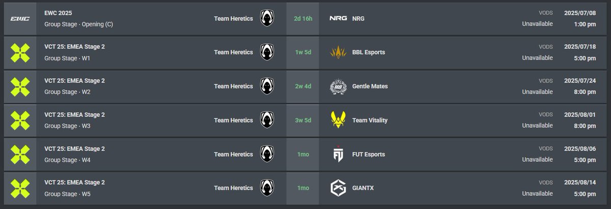 El Barco 🚢 (@elbarcoth) on Twitter photo Nuestro calendario de VCT + nuestro primer partido de la EWC.
Volvemos a la carga más pronto que nunca y nuestros primeros rivales son caras conocidas de nuestro país. 
#VamosHeretics Nuestro calendario de VCT + nuestro primer partido de la EWC.
Volvemos a la carga más pronto que nunca y nuestros primeros rivales son caras conocidas de nuestro país. 
#VamosHeretics
