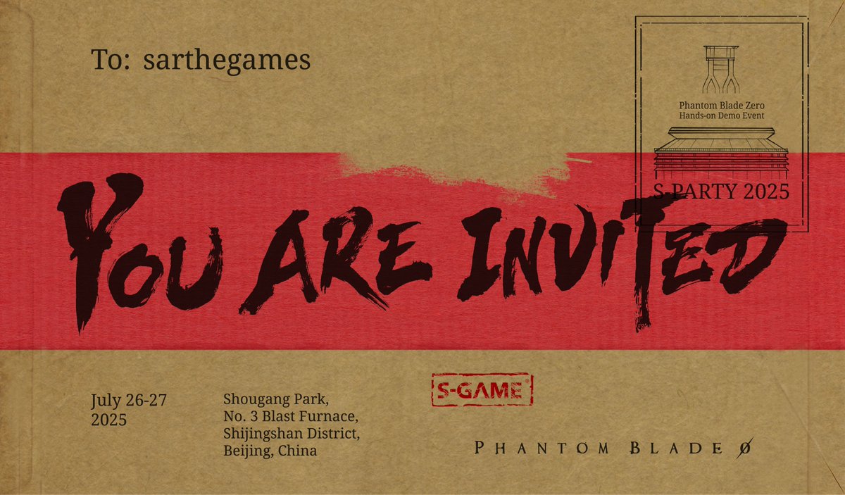 Sarthetv's tweet image. It&apos;s official, I&apos;M GOING TO CHINA to play PHANTOM BLADE ZERO! 

So hyped for this opportunity and after playing and earlier demo, Phantom Blade Zero is currently my most highly-anticipated game next to GTA6! 

Live streams July 26-27 at the S-Party so stay tuned!…