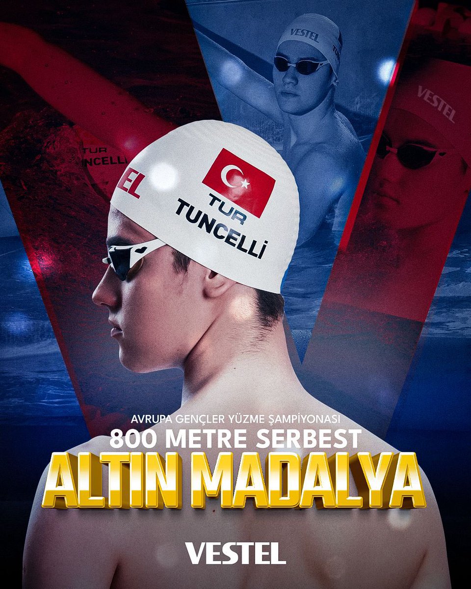 Vestel (@vestel) on Twitter photo Milli yüzücümüz <a href="/tuncellikuzey/">Kuzey Tunçelli</a>, 800 metre serbest stil finalinde 07:46:01’lik derecesiyle şampiyona rekorunu kırarak bu kategoride üst üste 2. kez Avrupa Gençler Şampiyonu oldu! 💪🏼
Attığın her kulaçta yanında olmaktan ve bu gururu seninle paylaşmaktan büyük mutluluk duyuyoruz! Milli yüzücümüz <a href="/tuncellikuzey/">Kuzey Tunçelli</a>, 800 metre serbest stil finalinde 07:46:01’lik derecesiyle şampiyona rekorunu kırarak bu kategoride üst üste 2. kez Avrupa Gençler Şampiyonu oldu! 💪🏼
Attığın her kulaçta yanında olmaktan ve bu gururu seninle paylaşmaktan büyük mutluluk duyuyoruz!