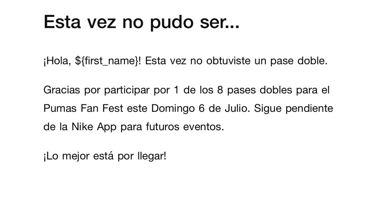 Ayer te daban boletos. Hoy te los quitan. 
En ningún lado decía que solamente era un pre registro, en el correo que recibías, te decían que solamente te presentaras con el QR. 

 <a href="/Nike/">Nike</a>, los odio.