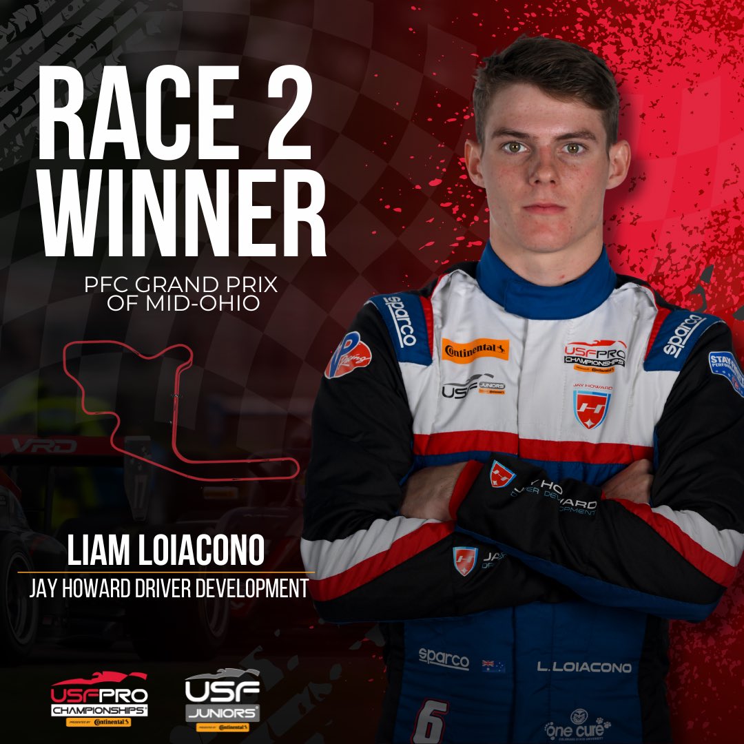 Liam Loiacono scores the USF Juniors Race 2 win after Fisher is DQ’d.   Congratulations, Liam Loiacono with Jay Howard Driver Development! 🏁

#USFPro #IndyCar #Motorsports #PFCGP #PFCequipped