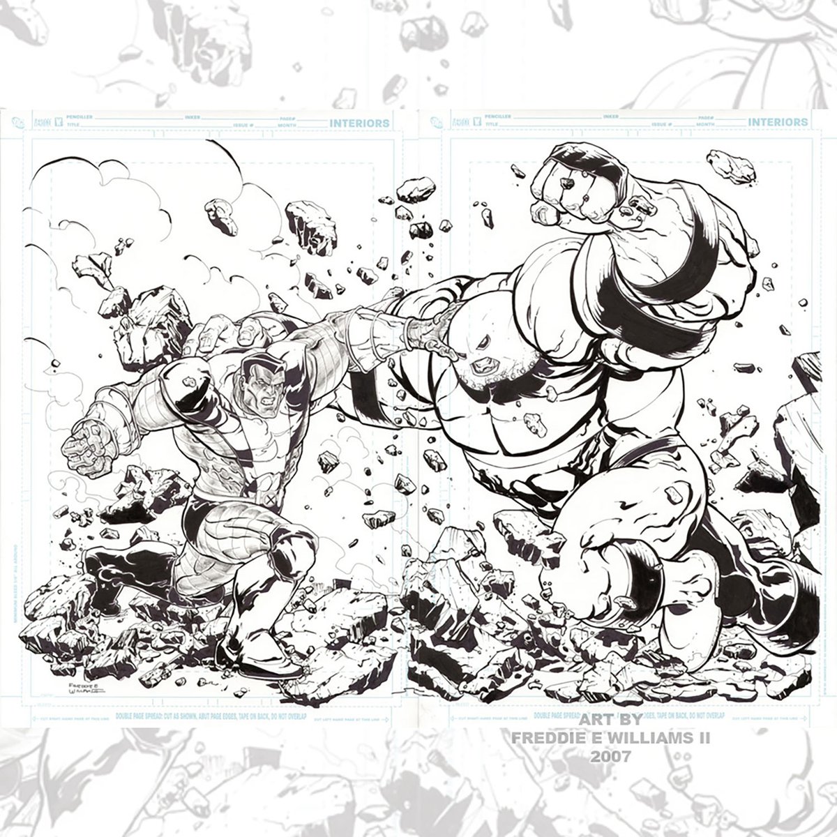 Colossus VS Juggernaut ink wash commission (2007) freddieart.com/product-catego…