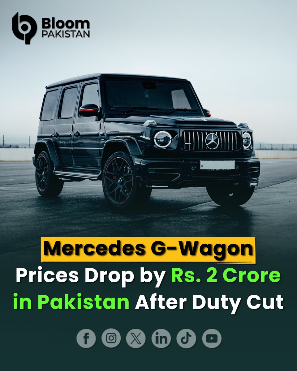 bloom_pakistan's tweet photo. Mercedes G-Wagon Prices drop by 2 Crore in Pakistan after duty cut
#BloomPakistan @MercedesBenz #MercedesGWagon #PriceDrop #LuxuryCarsPakistan #DutyCut2025 #CarPricesUpdate #PakistanAutoNews #GClassPakistan #MercedesBenz https://t.co/vvPLgD9zIG
