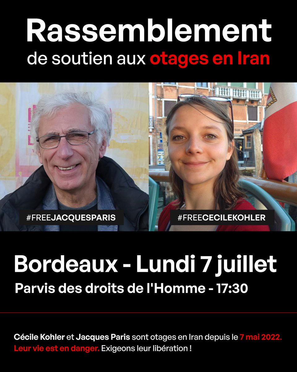 Cécile et Jacques n’ont jamais été autant en danger. Bombardement, disparition, accusations absurdes : leur vie est menacée. +1150 jours de torture et d’arbitraire. On refuse de les laisser sombrer dans le silence. Partagez. Rejoignez-nous. #FreeCecileKohler #FreeJacquesParis