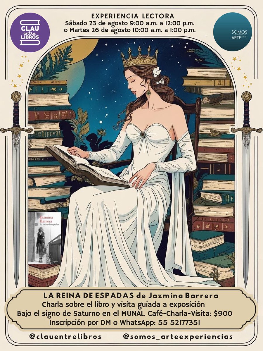 ¡Tenemos nueva experiencia lectora! Vamos a leer La reina de corazones de Jazmina Barrera y luego tendremos visita guiada a la exposición Bajo el signo de Saturno en el MUNAL. ¡Va a estar espectacular! ¿Quién se anima?