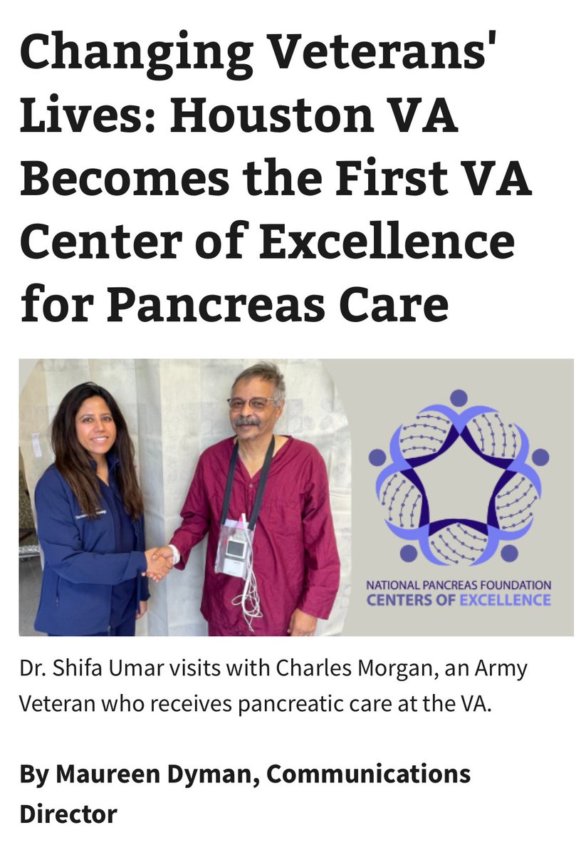 Shifa Umar, MD (@shifaumarmd) on Twitter photo Milestone for Veteran care🎖️
<a href="/VAHouston/">VA Houston</a> becomes the first VA Pancreas Center of Excellence in 🇺🇸
Proud moment for #VeteransHealth 👏
ow.ly/JBCN50Wf6iL
Grateful for the support & leadership <a href="/EndoscopyOthman/">Mohamed Othman</a> <a href="/ruben_hernaez/">Ruben Hernaez</a> <a href="/SeragHashem/">Hashem el- Serag</a> <a href="/KanwalFasiha/">Fasiha Kanwal</a> <a href="/BiykemB/">BiykemBozkurt</a> Milestone for Veteran care🎖️
<a href="/VAHouston/">VA Houston</a> becomes the first VA Pancreas Center of Excellence in 🇺🇸
Proud moment for #VeteransHealth 👏
ow.ly/JBCN50Wf6iL
Grateful for the support & leadership <a href="/EndoscopyOthman/">Mohamed Othman</a> <a href="/ruben_hernaez/">Ruben Hernaez</a> <a href="/SeragHashem/">Hashem el- Serag</a> <a href="/KanwalFasiha/">Fasiha Kanwal</a> <a href="/BiykemB/">BiykemBozkurt</a>
