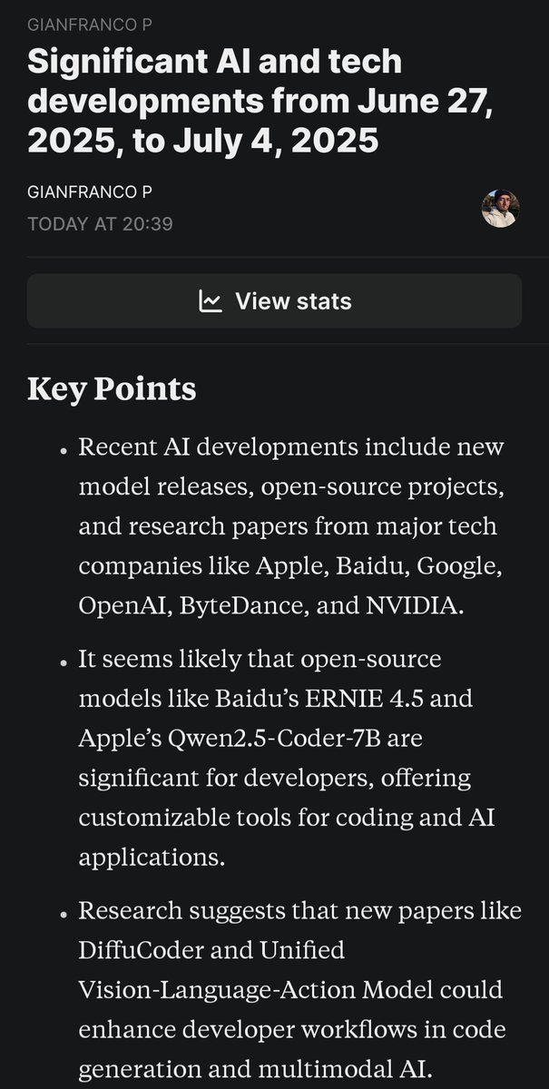 important AI &amp; Tech developments  from June 27, 2025, to July 4, 2025

open.substack.com/pub/gianpaj/p/…