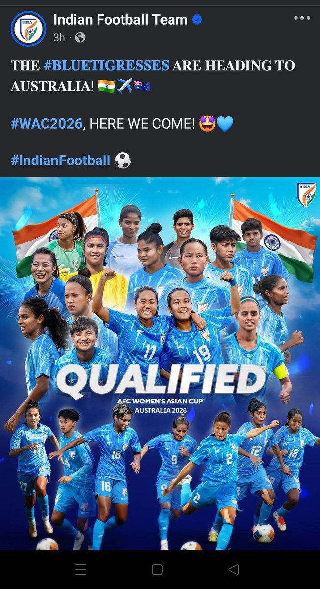 manipur_truth's tweet image. Captained by a #Meitei chanu, Sweety Ngangbam, Indian women football team qualified for the AFC Women’s Asian Cup 2026 after beating Thailand 2-1 in a deciding qualifier.
For the first time ever, the team had had a successful qualification campaign for the AFC Women’s Asian Cup.