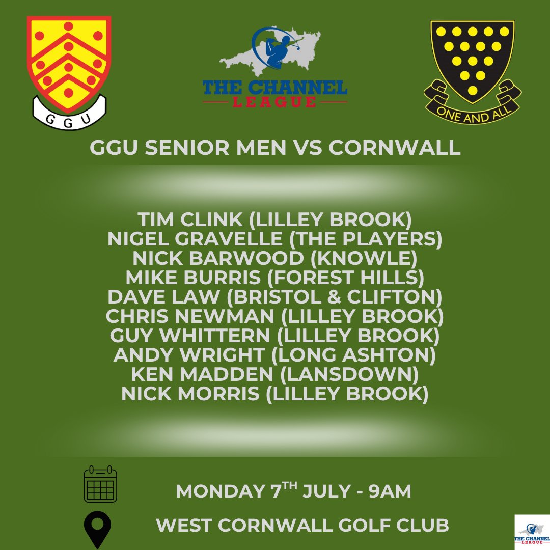 GLOUCESTERSHIRE Senior Men travel to West Cornwall GC for their Channel League Match against Cornwall, Monday 7th July, first tee 9am. Good luck lads! #Gloucestershire #CornwallGolf  #WestCornwallGC #ChannelLeague #GolfSeniors