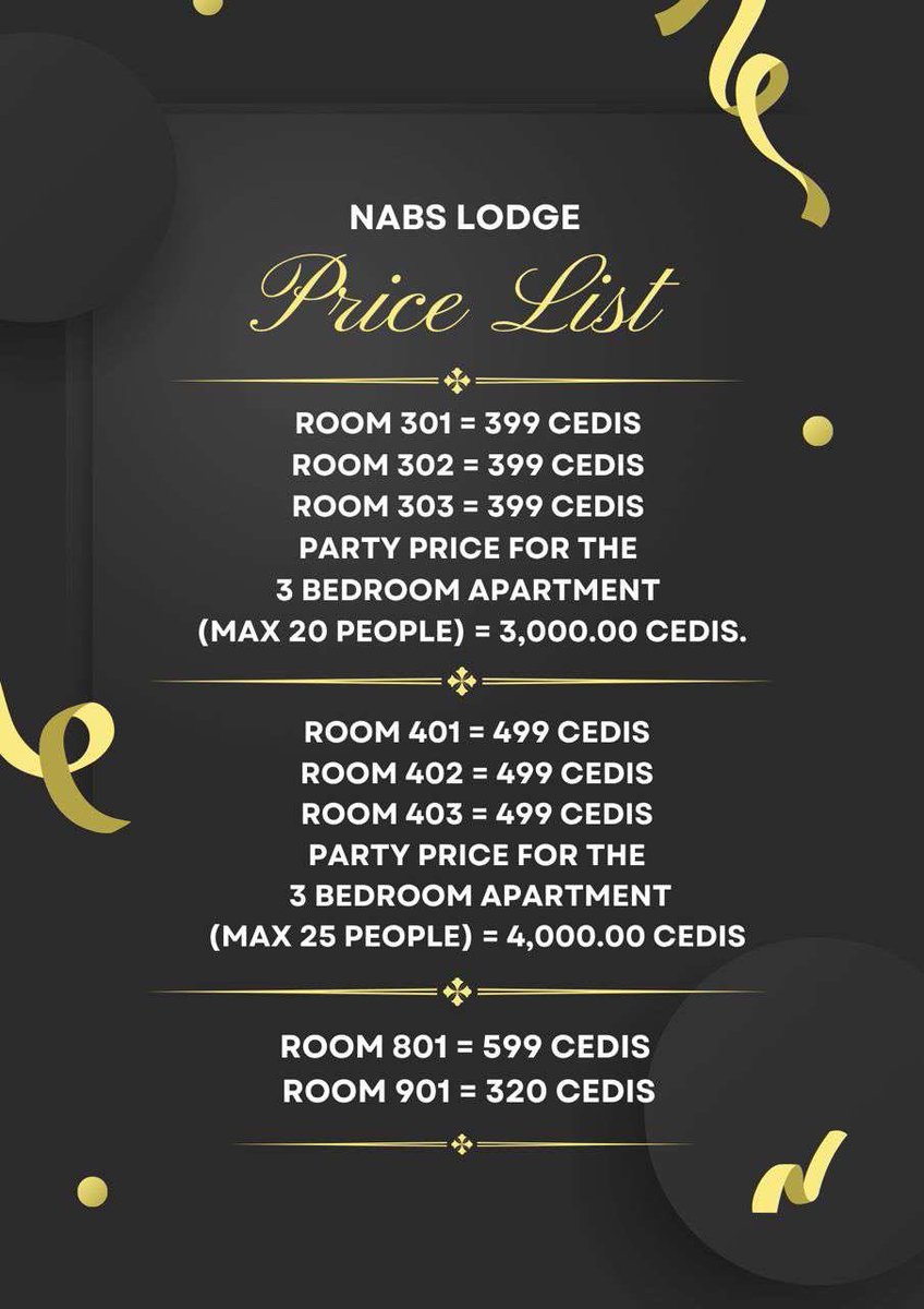 Thug_Muslim99's tweet image. Looking for a serene place to lodge? Look no further than the NABS LODGE, located at Ayigya-Kumasi(2 streets behind SG Mall) and Bomso( opposite Presidential Square Hotel)

Contact us on: +233202055081 or +233557259571