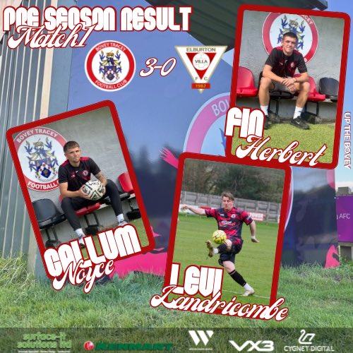 Match Report: Bovey Tracey 3–0 Elburton Villa
Pre-season Friendly | White Rock | Very Windy Conditions

Hello to a new season — and Bovey Tracey couldn't have asked for a better start, cruising to a 3–0 win over Elburton Villa in blustery conditions at White Rock.

Bovey came out