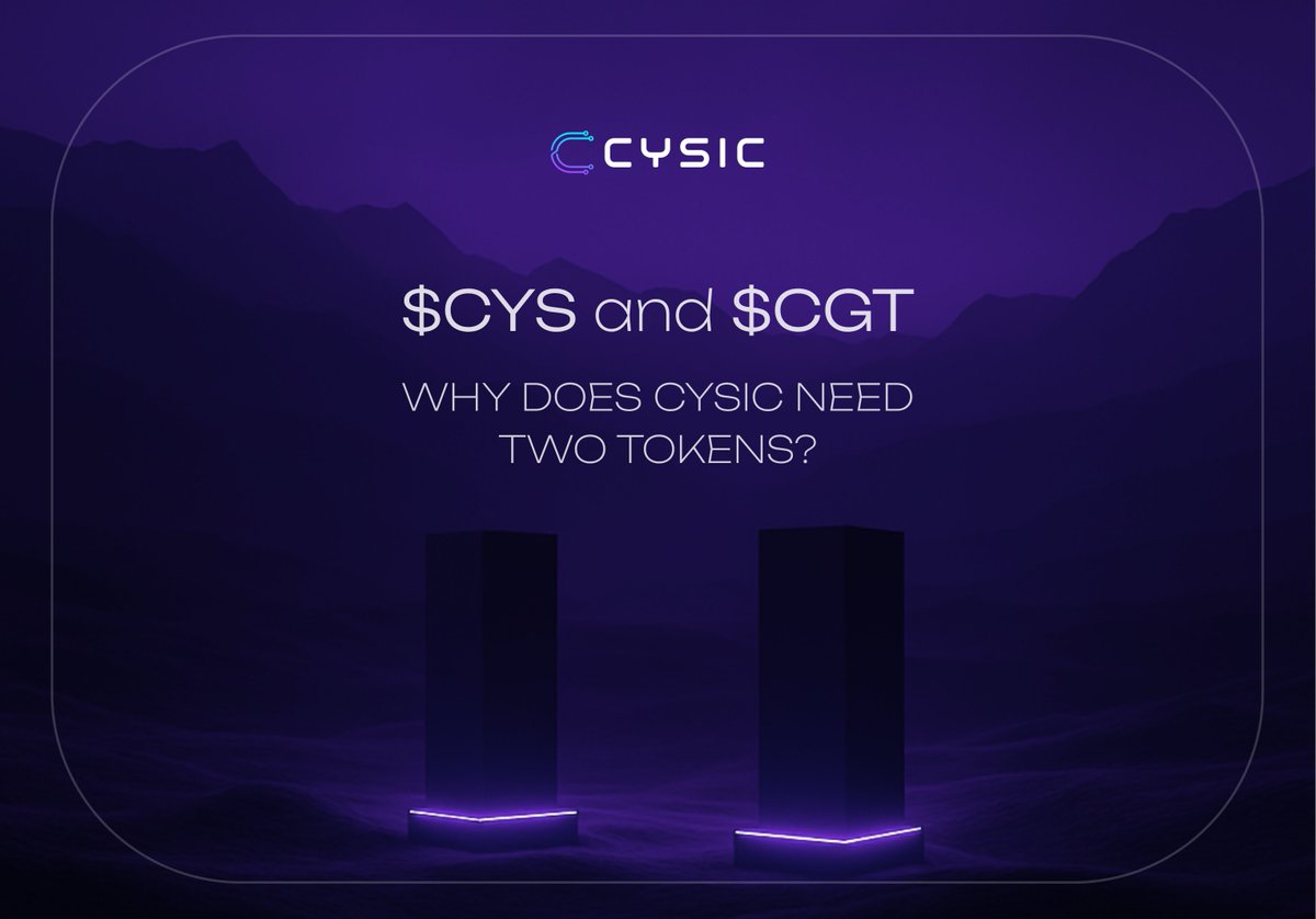 why does <a href="/cysic_xyz/">Cysic</a> have two tokens?  

simple answer:🪐

$CYS runs the network: fees, rewards, bond. 

earn $CGT by staking $CYS and doing work, then use it to vote on upgrades!

one token keeps things moving, the other guides the path. 

full details in white paper: