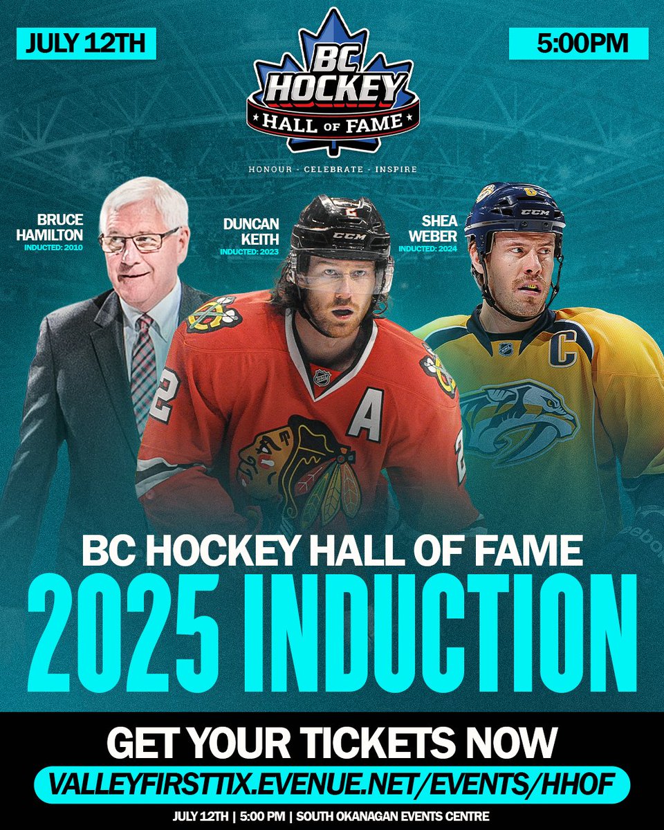 The 2025 BC Hockey Hall of Fame Induction takes place on July 12th at the South Okanagan Events Centre.

Over the years, the Rockets have been proud to see a plethora of members from our organization inducted into the BC Hockey Hall of Fame, celebrating those who have shaped the