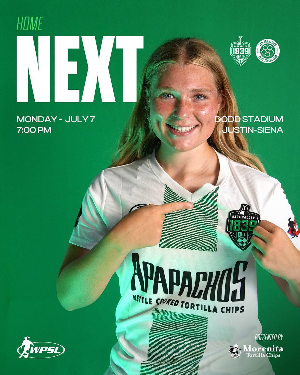 Monday night lights! 💚⚽️

Our women’s team is back at home this Monday at 7 PM — and they need YOU in the stands! 

Let’s pack the stadium, be loud, and show them the love as they fight for another big win!

#NV1839FC || #VamosNapa