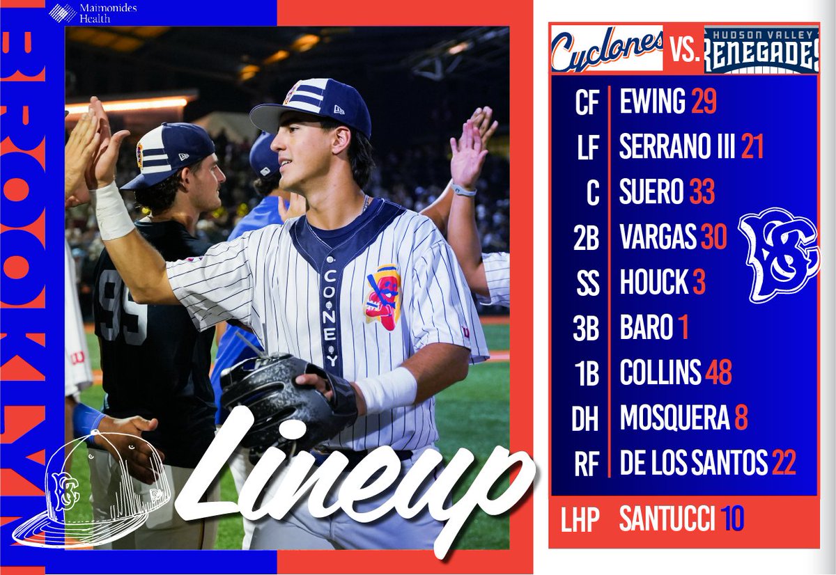 BKCyclones's tweet photo. 👑's of Coney Island are back at it again

📍 Maimonides Park (Coney Island, N.Y.)
⏰ 6:00 PM
🆚 @HVRenegades 
🎙️ @JustinRocke &amp; @johnnygwitz 
🎧 https://t.co/YZo7i46mGH
📺 @Bally__Sports 
🏀 Basketball Jersey Giveaway (first 1,000 fans)
🎆 Postgame Fireworks
🍎 #AmazinStartsHere https://t.co/i0jSpxU8ra