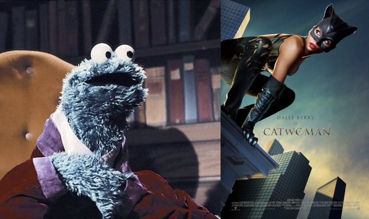 f_CookieMonster's tweet image. Cookie Monster movie review: Catwoman (2004)
How can movie about sexy bendy girl who wear leather outfit and carry a whip not be good? How possible? Well, why not we run down pros and cons of Catwoman. Cons: crappy akting, stoopid skript, lame direktion, annoying music,…