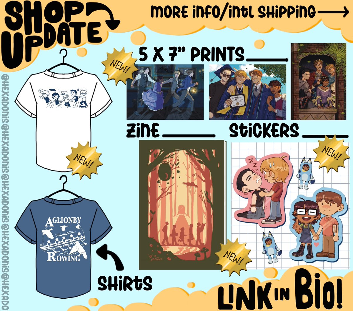 hexadonis's tweet image. update is here!! all new trc stuff: zine, shirts, stickers etc available in my store link in my bio~ more info below 🤓
